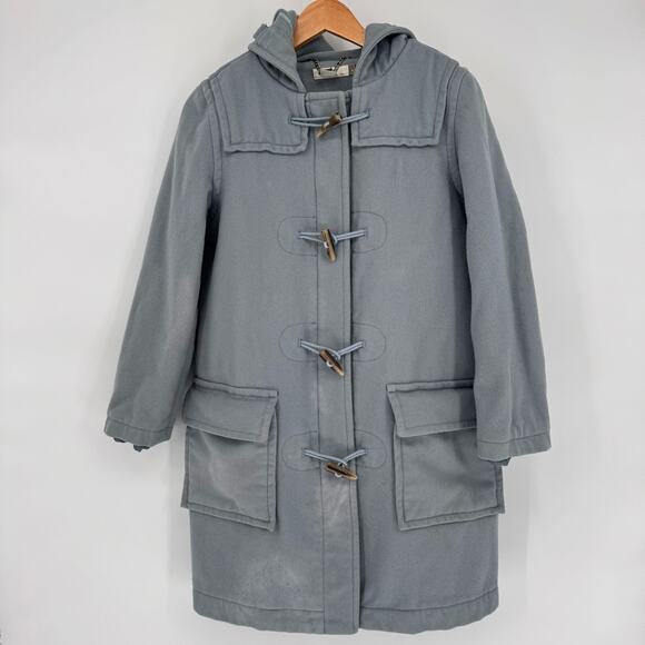 J.Crew Melton Duffle Wool Blend Light Blue Toggle Button Thinsulate Coat Sz S - Picture 1 of 8